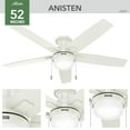 thumbnail image 3 of Hunter - Anisten Indoor Low Profile Ceiling Fan With Light, 52-inch, Fresh White, Modern-style, 3-speed WhisperWind Motor, 52835, for Living Rooms, Bedrooms, 3 of 15