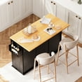 thumbnail image 4 of spanspace 48" Kitchen Island Cart with Drop Leaf , 10 Gallon Storage and Tilt Out Trash Can Cabinet , Portable Kitchen Island with Wheels Drawer and Adjustable Shelves for Kitchen, Black, 4 of 11