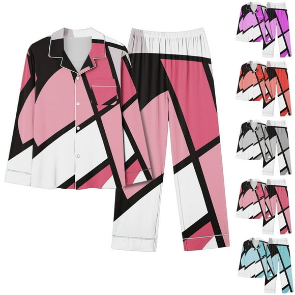 Tranfacy Fleece Pajamas Women, Fuzzy Pajamas for Women, Home Pocket Printed Pajama Set for Comfortable Daily Home Wear and Sleep