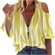 thumbnail image 1 of Tops Para Mujer Elegante Casual Fuera Del Hombro Tops Jersey Blusa Media Manga Cremallera Camisa Estampada Odeerbi  ODB163622, 1 of 7