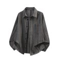 thumbnail image 2 of Ceisia Men's Oversized Vertical Stripe Long Sleeve Turndown Collar Casual Shirt Gifts, 2 of 9