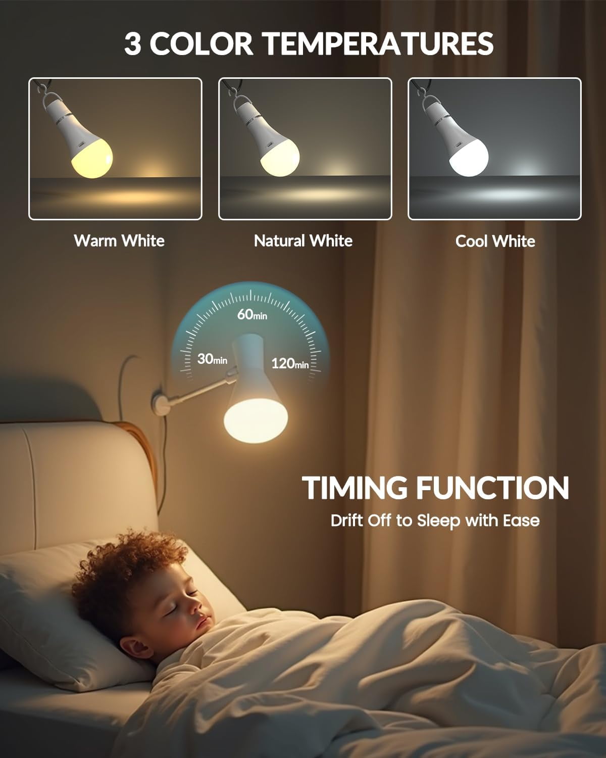 E26 Rechargeable Light Bulb with Remote Control,Battery Light Bulb,RGB Color Changing & 3 Color Temperature,Dimmable Bulb with Timer Function for Wireless Table Lamps,2 Pack(4.86" Long)