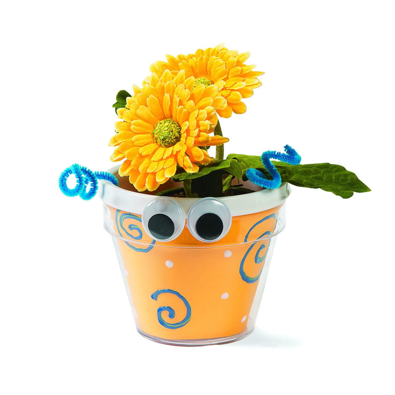 Fun Express DIY Flowerpot Craft Kits - Creative Paper Crafting Set Painting & Decorating - Perfect for Kids Adults & Lovers - Crafting Parties School Projects and Family Fun - White Color - 12 Pieces