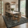thumbnail image 3 of Lahome Washable 8'x10' Area Rug, Black Vintage Floral Rugs for Living Room, Non-Slip Soft Low Pile Farmhouse Botanical Birds Pattern Carpet for Bedroom Dining Room Office Decor, Black, 3 of 12