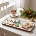 thumbnail image 5 of Christmas Printed Serving Tray with Wooden Rim Decorative Tray for Storing Cookies Desserts Tabletop Holiday Decoration, 5 of 6