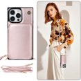 thumbnail image 6 of iPhone 15 Pro Max Crossbody Wallet Case, Zipper Pocket Phone Case Cross Body Strap with RFID Blocking Carring Bag Credit Card Premium Leather Kickstand Shockproof Case For iPhone 15 Pro Max, Rosegold, 6 of 11