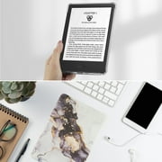 PU Leather + Clear Soft TPU Back Case for Amazon Kindle 11th Generation 2022 / Kindle 6 Inch 2024 E-Reader, with Magnetic Closure Auto-Wake/Sleep Folio Flip Cover, White Marble