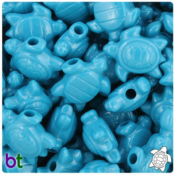 BeadTin Dark Turquoise Opaque 23mm Sea Turtle Pony Beads (24pcs)