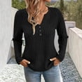 thumbnail image 2 of LWFFDAW Ribbed Knit Fall Sweaters for Women Long Sleeve Dressy Casual Button Henley Sweaters Lightweight Soft Loose Pullover Sweater, 2 of 6