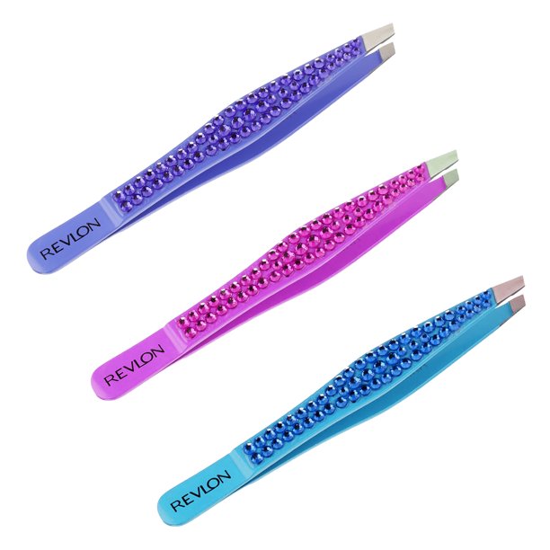Revlon High Precision Diamond Collection Slanted Tip Tweezers, 3 Pack