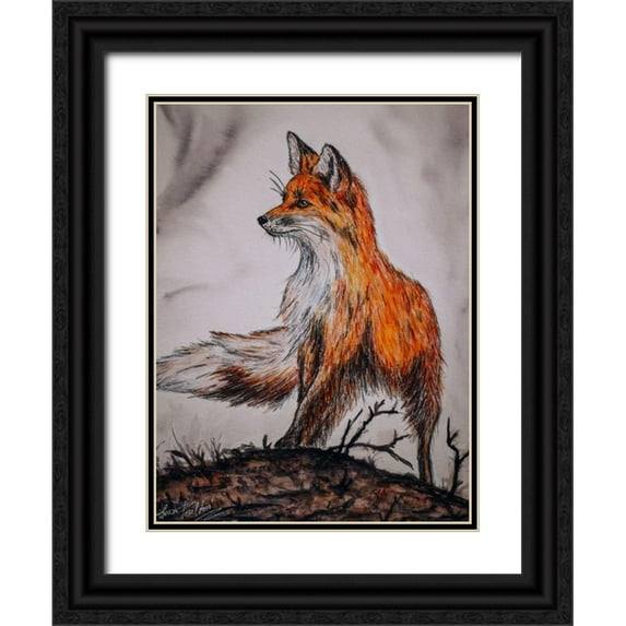 Posoldova, Tereza 19x24 Black Ornate Wood Framed with Double Matting Museum Art Print Titled - The Fox