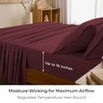 thumbnail image 3 of Mellanni 5-Piece Iconic Split King Bedsheet Set - Microfiber, 16" Deep Pocket, Cooling, Wrinkle, Fade, Stain Resistant, Burgundy, 3 of 6