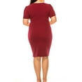 thumbnail image 3 of Women's Plus size Solid Sheath Dress with a Deep V-Neckline and Puff Sleeves, 3 of 6