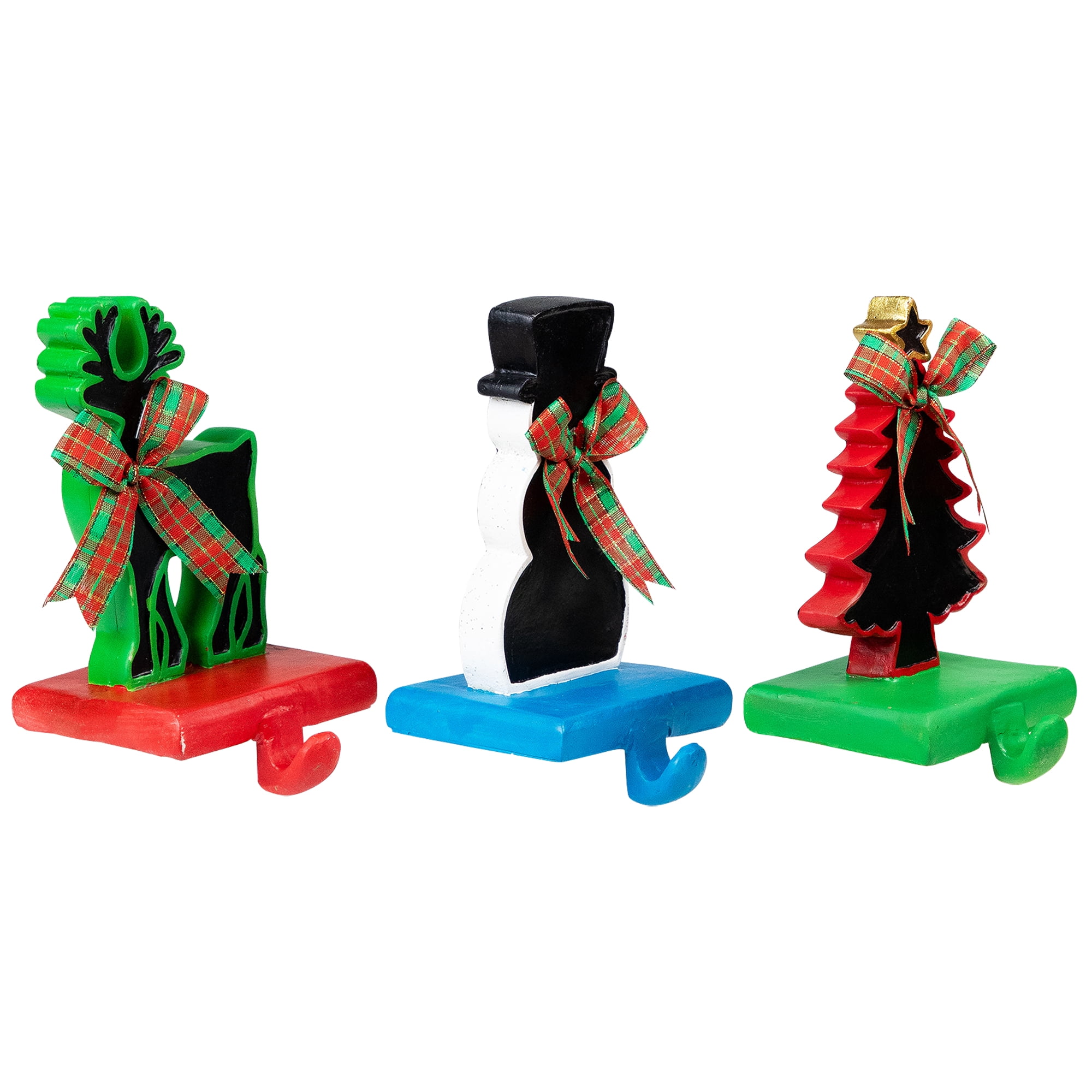 Northlight Reindeer, Tree, and Snowman Chalkboard Christmas Stocking Holders - 7" - Set of 3