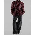 thumbnail image 4 of Chaquetas irregulares de piel para mujer, abrigos informales con cremallera y cuello vuelto, ropa de calle moderna, otoño e invierno, 2024, 4 of 5