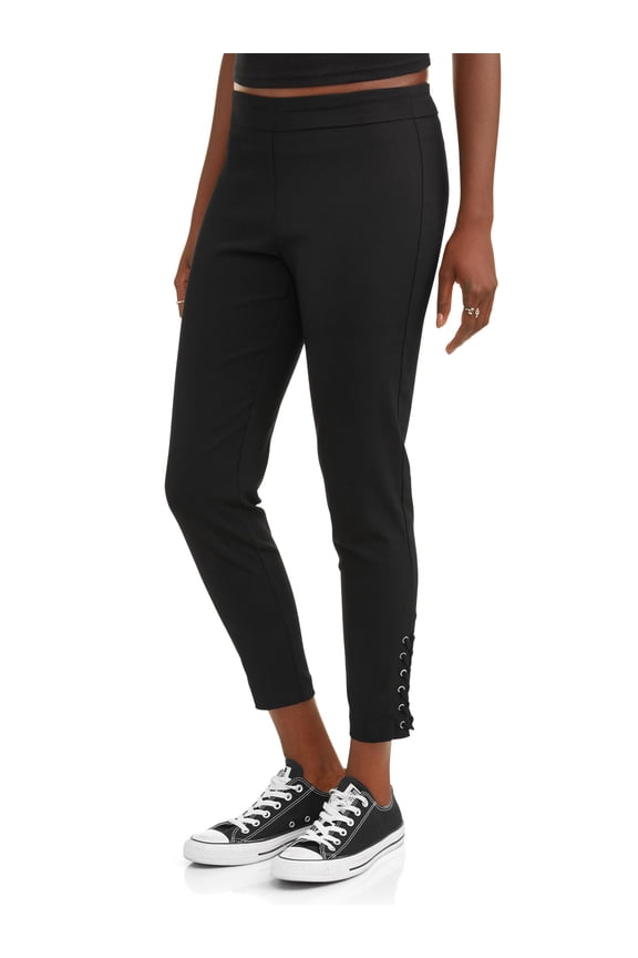 LIFESTYLE ATTITUDE Women's Ankle Slim Lace Up Detail Pull On Pant