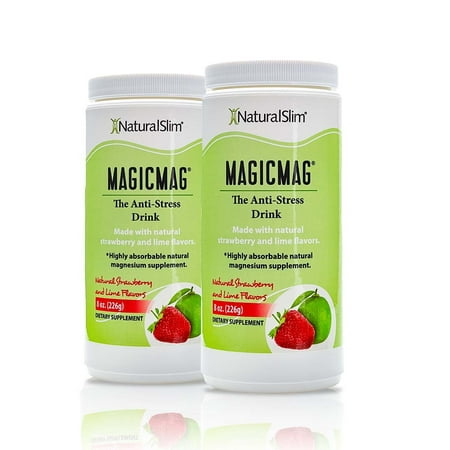 NaturalSlim MagicMag® Magnesium Citrate Powder - 2 Pack Anti Stress Drink Mix - 8oz