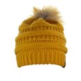 thumbnail image 4 of NYFASHION101 Exclusive Soft Stretch Cable Knit Faux Fur Pom Pom Beanie Hat - Mustard, 4 of 4