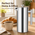 thumbnail image 4 of Living French Press Coffee Maker 34oz, Stainless Steel French Press Coffee, 4 Filter Heat Resistant Double Insulated, Rust-Free, Food Grade, Dishwasher Safe Coffee Pot, 4 of 7