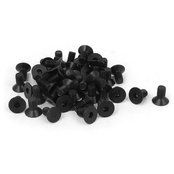 M5x10mm 10.9 Carbon Steel Countersunk Head Hex Socket Screw Black 50pcs
