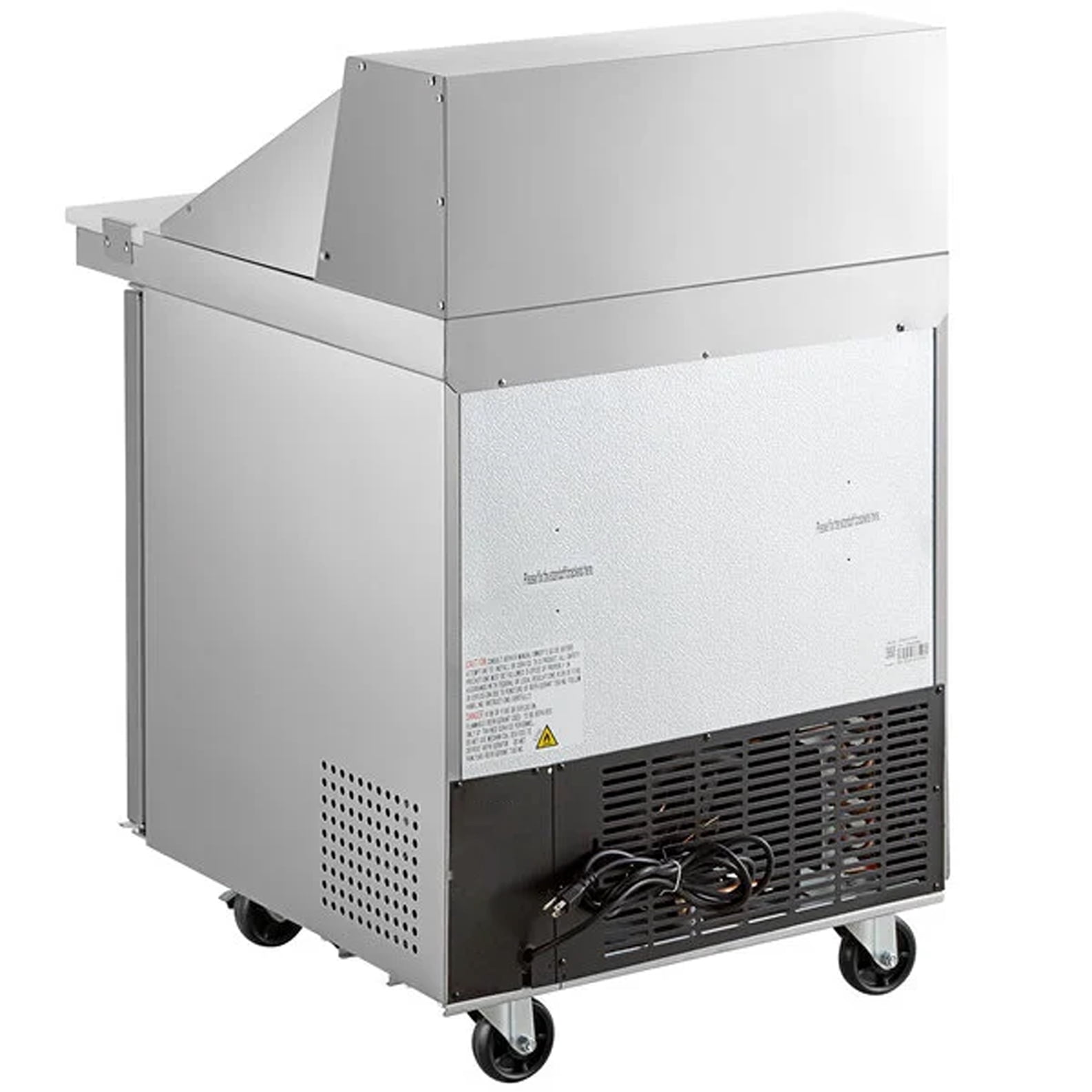 27" Commercial Stainless Steel Prep Refrigerator with Solid Lid – 6 Cu Ft, Commercial Sandwich & Salad Prep Table, R290, ETL & NSF