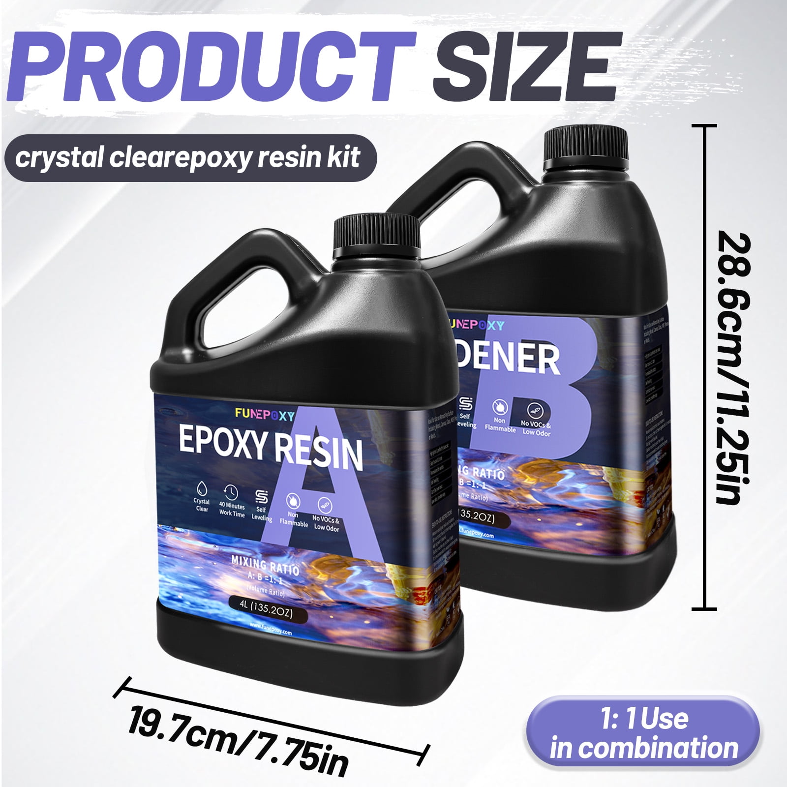 2 Gallon Epoxy Resin Art Resin for DIY Use with Additives Like Glitter, Mica Powder, and Liquid Pigment,Crystal Clear,High-Performance
