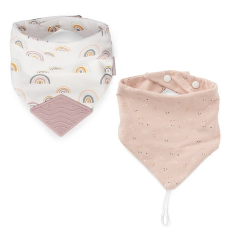 UPC: 0811470031032 | BooginHead Bandana Teething and Pacifier Holder Bibs Infant Toddler Boys and Girls Pink Rainbows