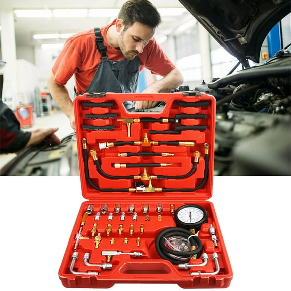 Car Fuel Injection Gauge Pressure Tester Kit 0-140PSI Auto System Pump Tool Set