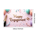 thumbnail image 3 of Happy Engagement Party Backdrop Celebration Banner Wedding Anniversary Event Decorations Photo Background Gold Confetti Balloon Props Rings, 3 of 4