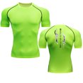 thumbnail image 1 of Animated Compression T Shirt Dagger Print for Men Athletic Quick Dry Tops Rash Guard Gym Workout Running Baselayers Undershirts Fluorescent green XXL, 1 of 6
