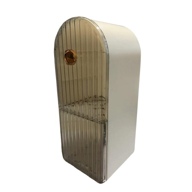 Organizador de brochas de maquillaje portátil, transparente, a prueba de polvo Blanco