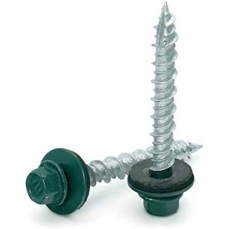 

Washer Hi-Lo Thread Mechanical Galvanized Roofing Screws Forest Green Finish - #10 X 1 Qty 250