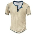 thumbnail image 2 of Henley Shirts for Men Summer Solid Casual Short Sleeve Waffle Weave Mens T-Shirts Renaissance Top, 2 of 3