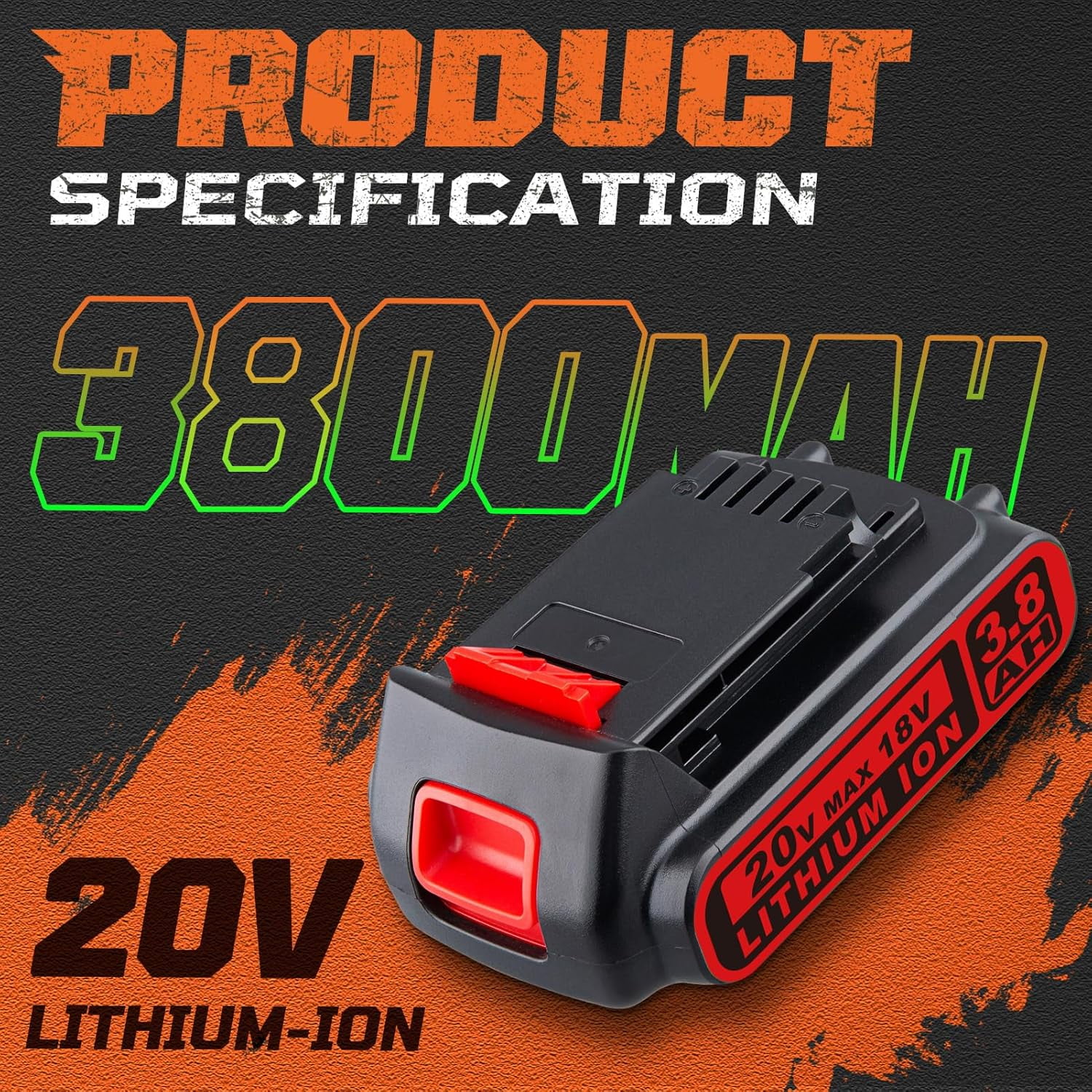 2PACK 20V 3.8AH Replacement for Black and Decker 20V Lithium LBXR20 LBXR2020-OPE LB20 LBX20 LBX4020 LB2X4020 LBXR2520