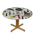 thumbnail image 3 of Nawypu Small Round Tablecloth, Construction Washable Polyester Table Cloth for, Construction Tools in Cartoon Style, Fit Round Tables, For Wedding Party Dining Banquet Use, Multicolor, 3 of 7