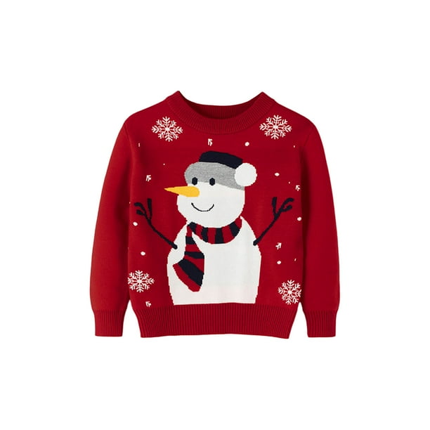 Suéter Jersey de dibujos animados para niños Estilo navideño Algodón Manga larga Top Traje de vacaciones Ygjytge Rojo T 3-4 años Única para Niño