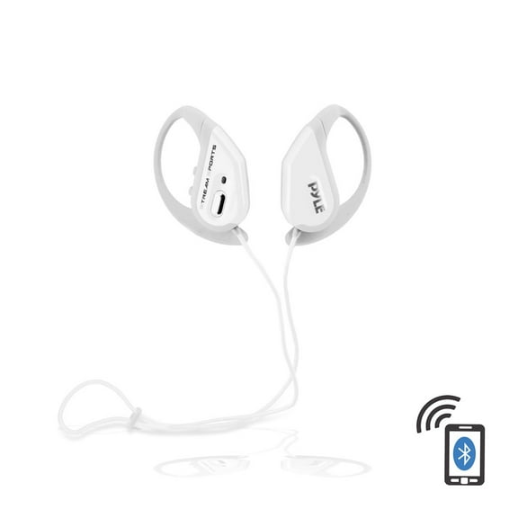 PyleSport PWBH18WT - Water Resistant Sports Headphones - Weatherproof Headphones with Built-in Mic for Hands-Free Talking Ability (White)