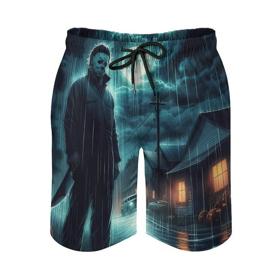 Jason Voorhees Men's Shorts Quick Dry 3D Printed Beach Men's Swim Trunks with Pockets Mesh Lining Bathing Beachwear XS