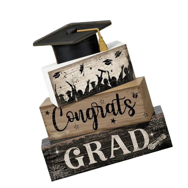 zhangmingg Graduation Layered Tray Wooden Sign for Wedding Home and Desktop Ornament Display Rack