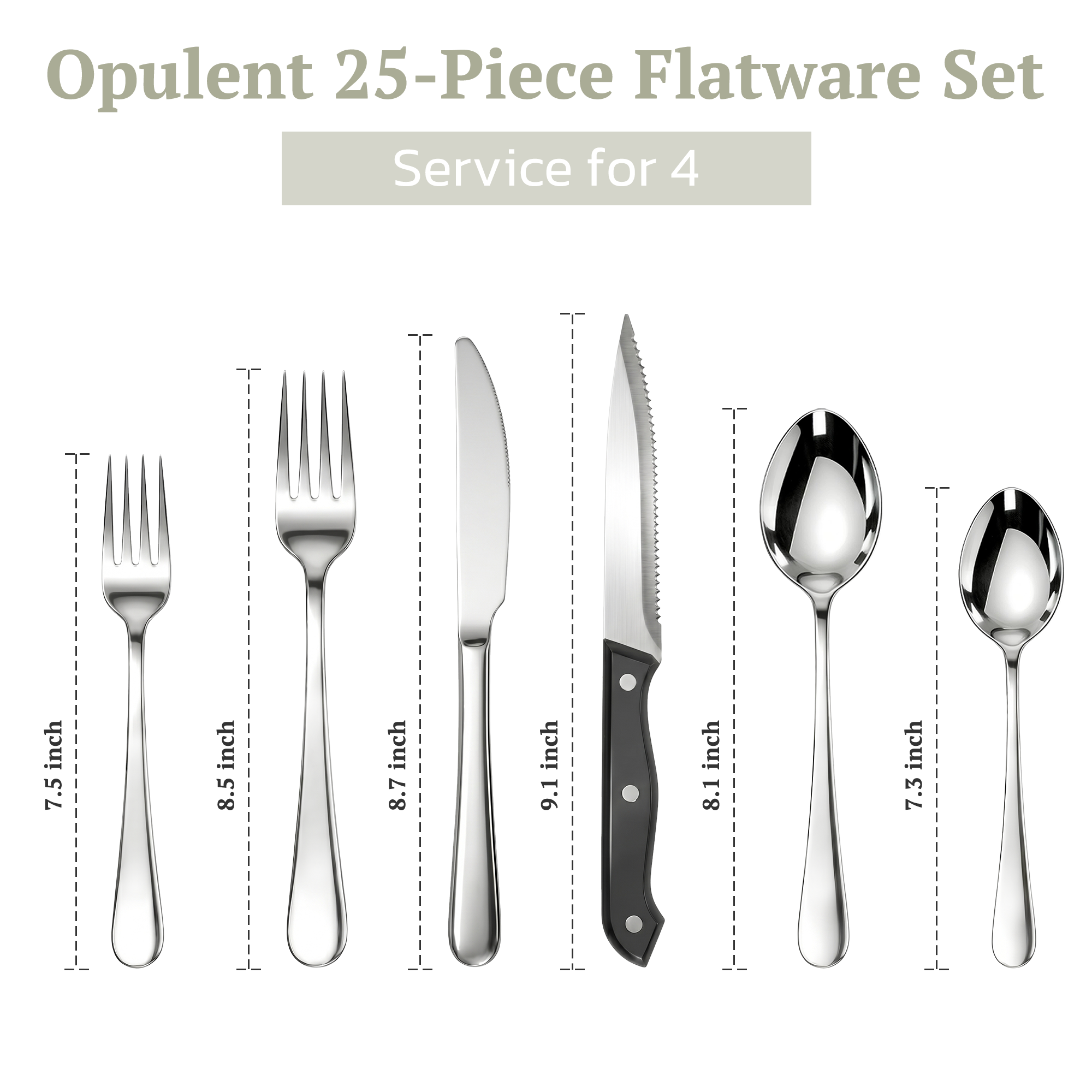Astercook 25-Piece Silverware Set, Service for 4, Stainless Steel photo 2