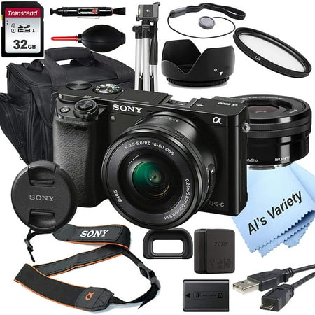 Sony Alpha a6000 Mirrorless Digital Camera with 16-50mm Lens+ 32GB Card, Tripod, Case, and More (18pc Bundle)
