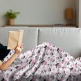 thumbnail image 3 of Peony Soft Flannel Fleece Throw Blanket, Repeating Romantic Pinkish Flowers on Plain Background, Cozy Plush for Indoor and Outdoor Use, 60" x 80", Baby Pink Charcoal Grey, by Ambesonne, 3 of 5