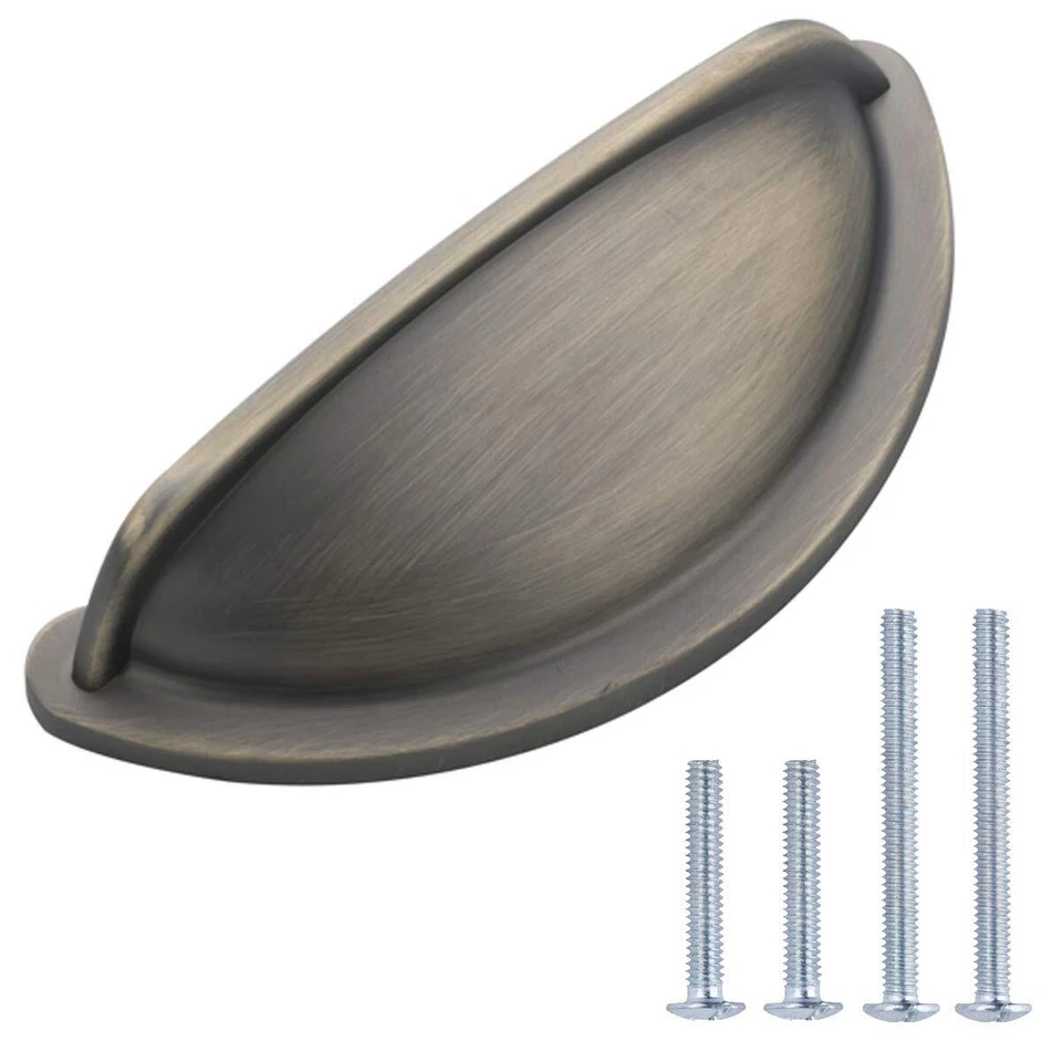 CRESTIN- 10 Pack Antique Brass Bin Cup Cabinet Pull Kitchen Bath Drawer Handles Knob
