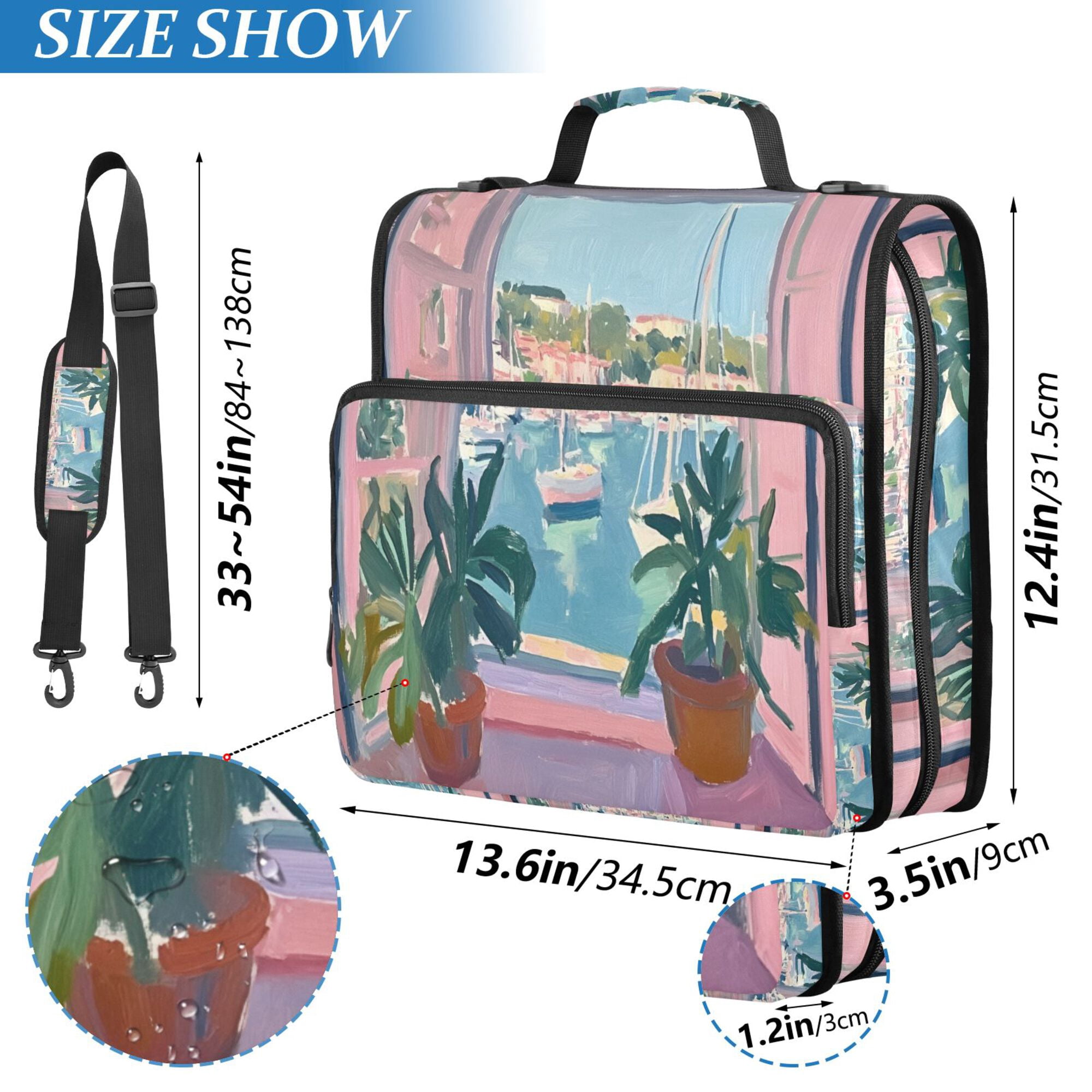 FORMRS Zipper Binder with Shoulder Strap 2-inch Ring 500 Sheet Capacity File Bag, Sea Boat