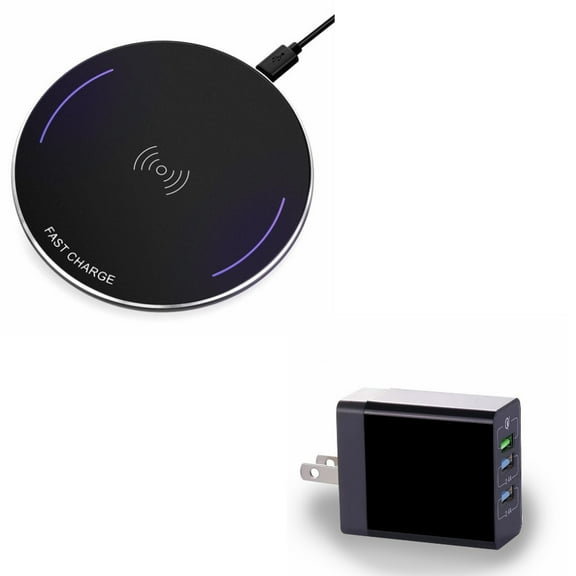Home Charger   Wireless Charger for Samsung Galaxy Z Fold4/Fold 3 5G/Flip4 Phones - 34W 6.8Amp 3-Port USB One Fast Port and  Fast 7.5W and 10W Charging Pad Slim Combo