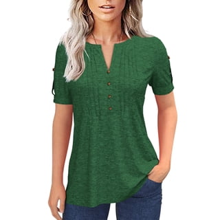 Amoretu Women's V-Neck T-Shirt – Short Sleeve Basic Summer Top, Black, Size S