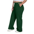 thumbnail image 4 of Sweats For Women Wide Leg Sweatpants Woman Women Plus Size Solid Color Elastic Waist Pocket Drawstring Sports Pants Trousers,Green,XXXXL, 4 of 5