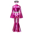 thumbnail image 3 of Miaeowve Girls Metallic Long Sleeve Flared Jumpsuits 70s Party Outfit Disco Hippie Fancy Dress Up Hot Pink 14, 3 of 7