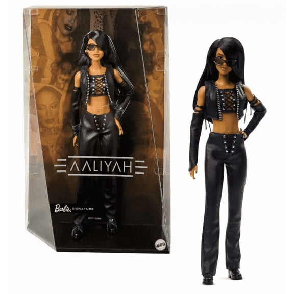 Barbie Signature Aaliyah 11.5" Collectible Doll in Black Faux Leather Outfit