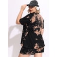 thumbnail image 3 of CASSIE LIZ Plus Size Womens Summer Sets 2X Fashion V Neck Brown Black Tie Dye Tops and Drawstring Shorts Sets Casual Lounge Workout Daily Vacation Outfit 2XL 18W 20W, 3 of 8
